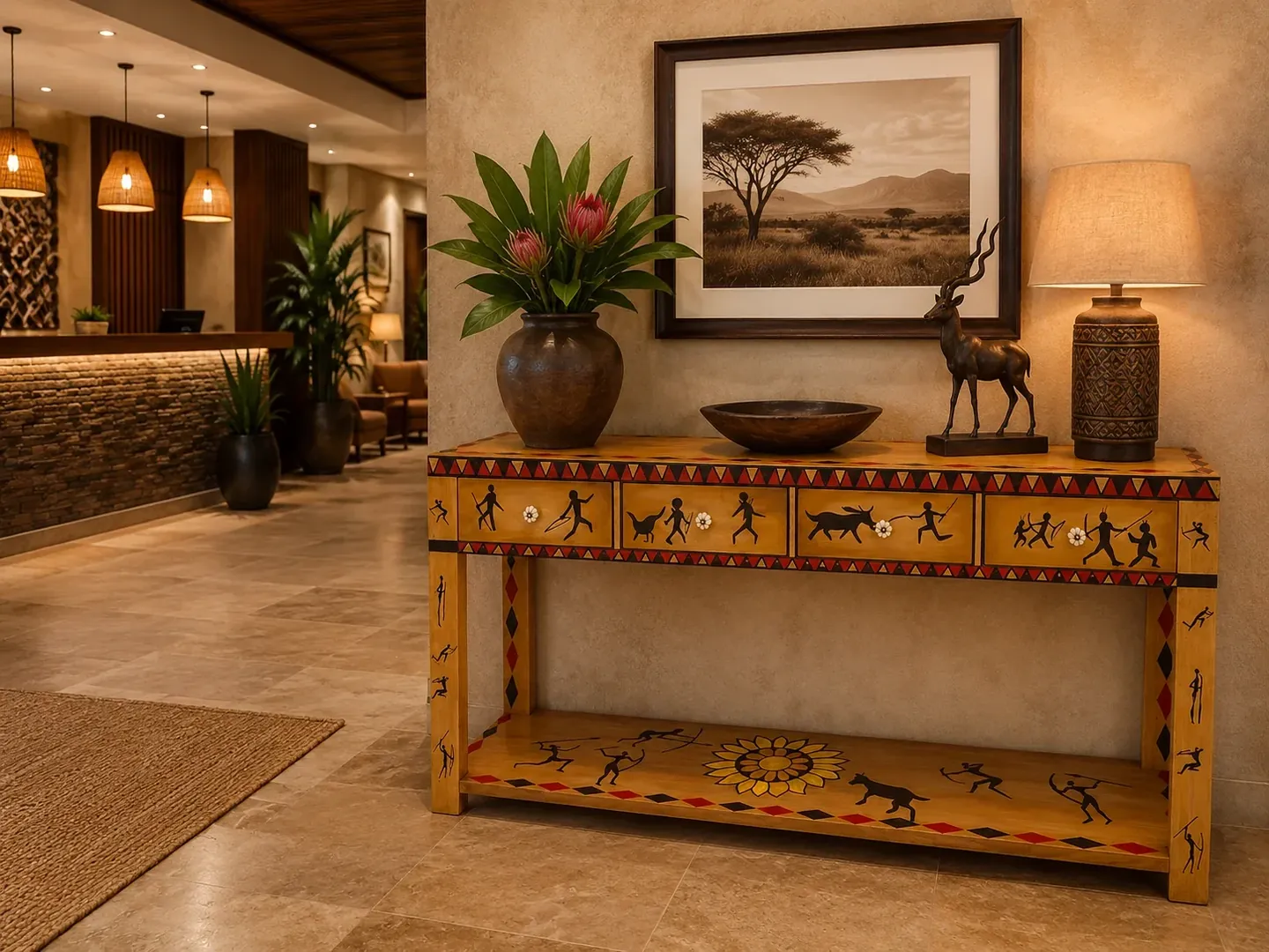 Khoisan Story Console as a welcome table