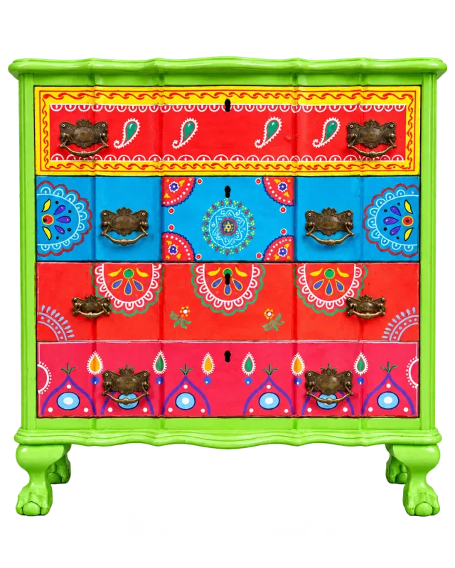 Lime Mandala Chest of Drawers